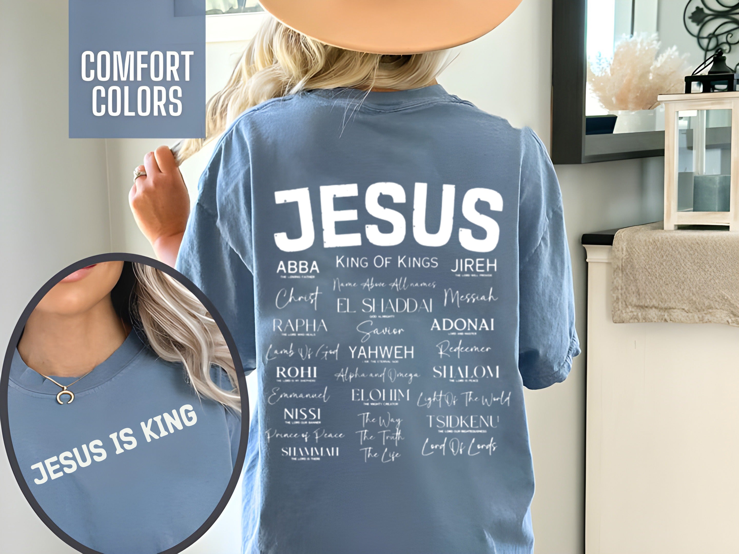 Jesus Is King Comfort Colors T-Shirt, Christian Name of Jesus Shirt, Faith-Based Graphic Tee, Inspirational Christian Apparel